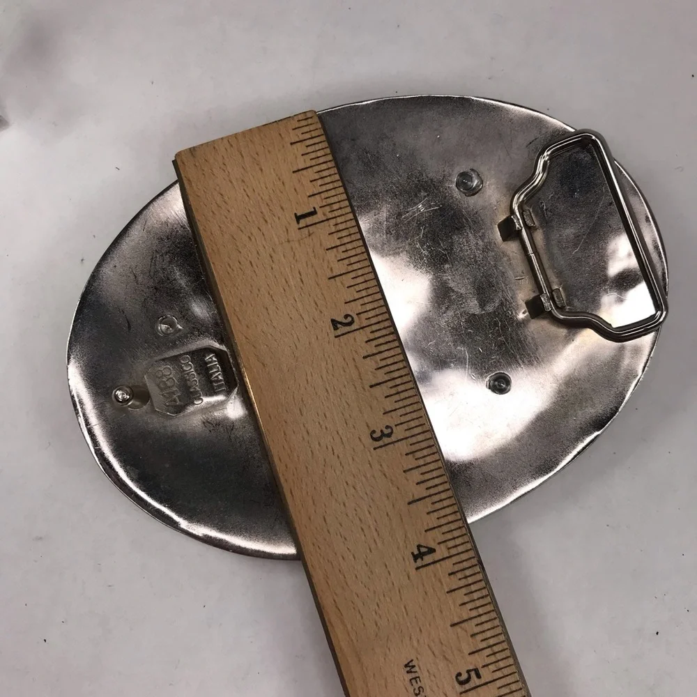 Silver Mudflap Girl Belt Buckle A188 Italia Large 5 x 4